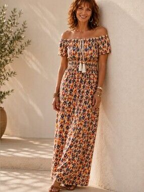 NWOT Bohemian Off-Shoulder Maxi Dress by Ellen Weaver